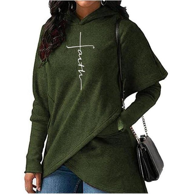 Faith Cross Hooded Long Sleeve Pullovers - MakenShop