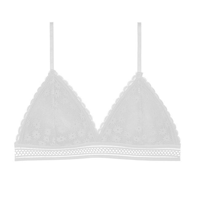 1/2PCS French Style Bralette Seamless Deep V Lace Wireless Bra - MakenShop