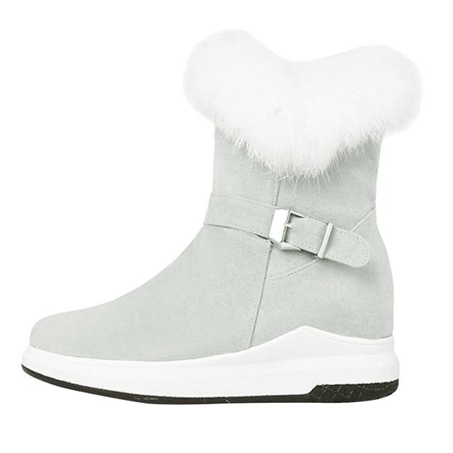 Fashion Buckle Decoration Zipper Warm Fur Lining Casual Short Boots - MakenShop